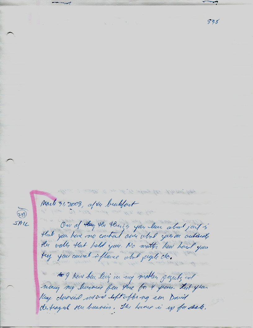 Dr John WorldPeace 2008 Prison Journal